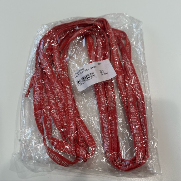 Zadig & Voltaire Pink Slogan Shoe Laces - Picture 2 of 2